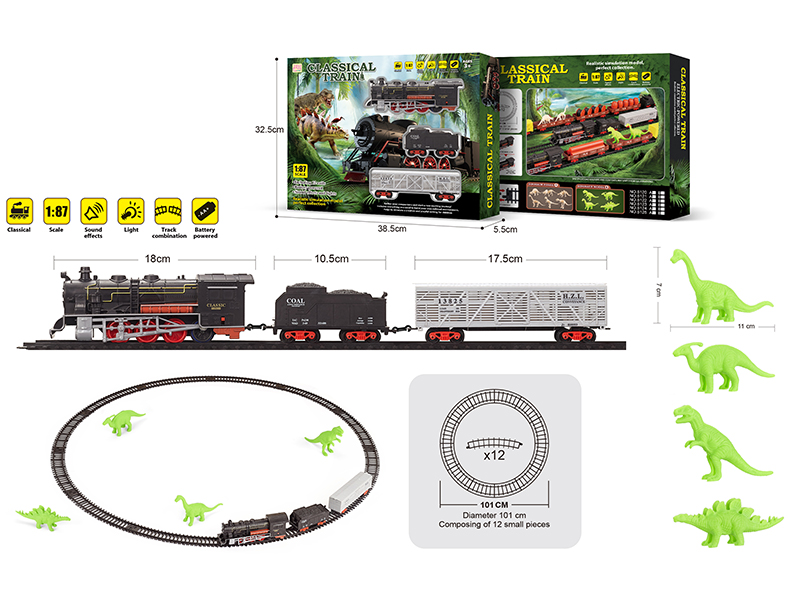 1:87 Dinosaur Retro B/O Train Track With Light And Music