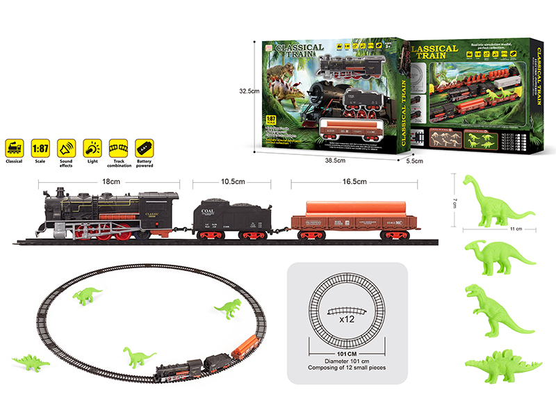 1:87 Dinosaur Retro B/O Train Track With Light And Music