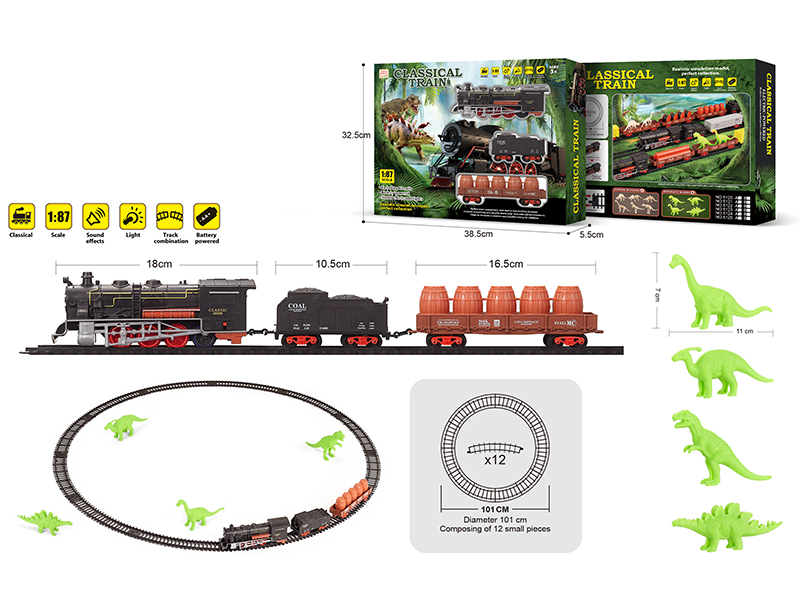 1:87 Dinosaur Retro B/O Train Track With Light And Music