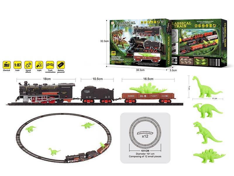 1:87 Dinosaur Retro B/O Train Track With Light And Music
