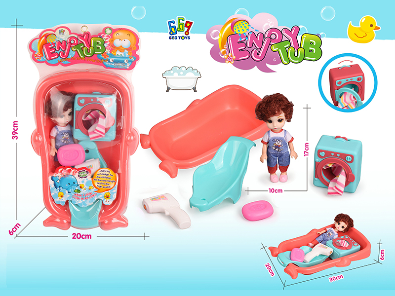 Whale Bathtub + 5 Joint Short Hair Barbie Suit