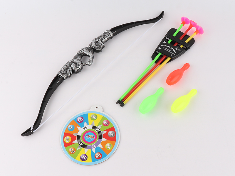 Ancient Silver Bow And Arrow With Dartboard,Bowling