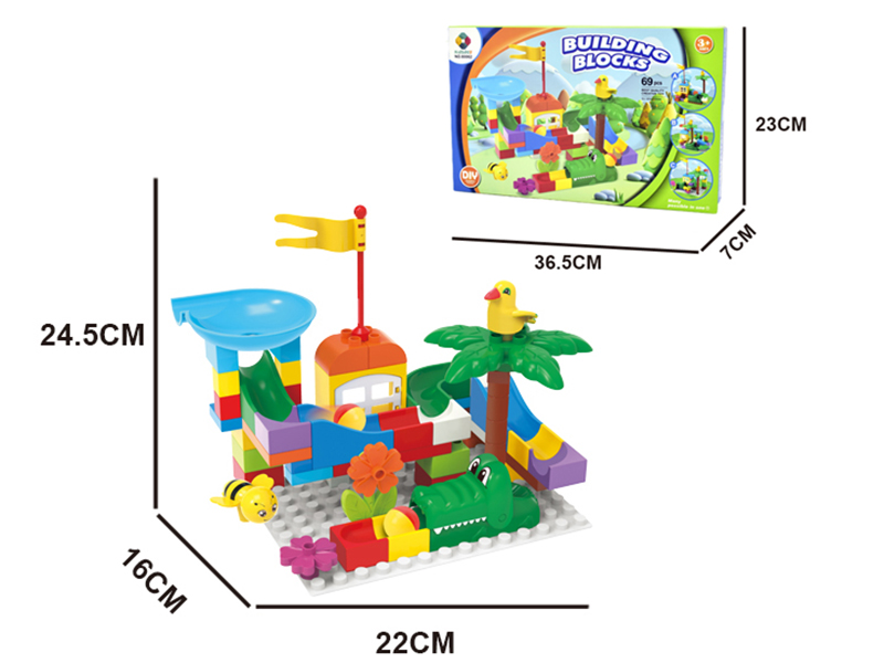 DIY Building Blocks Crocodile Slide 69pcs(Include Base Plate)