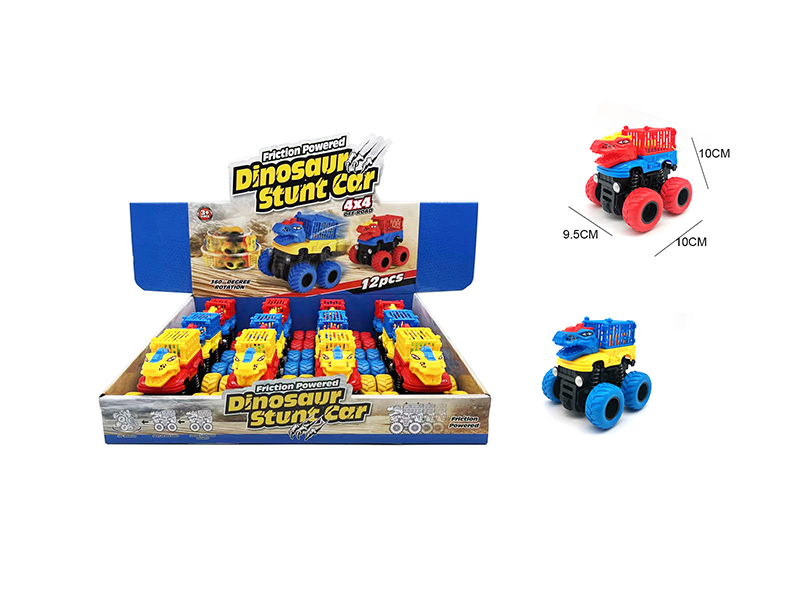 12pcs Double Friction Dinosaur Cross Country Car