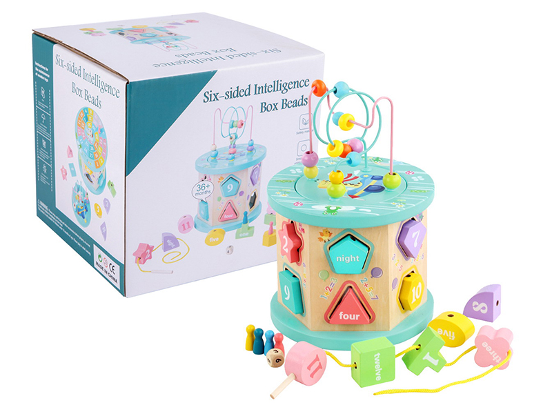 Wooden Six-Sided Intelligence Box Beads
