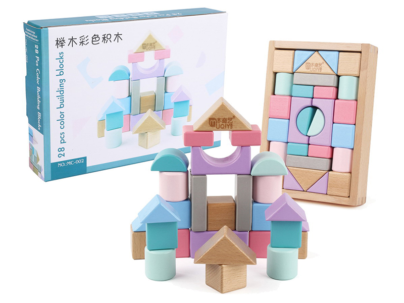 Wooden 28pcs Color Building Blocks