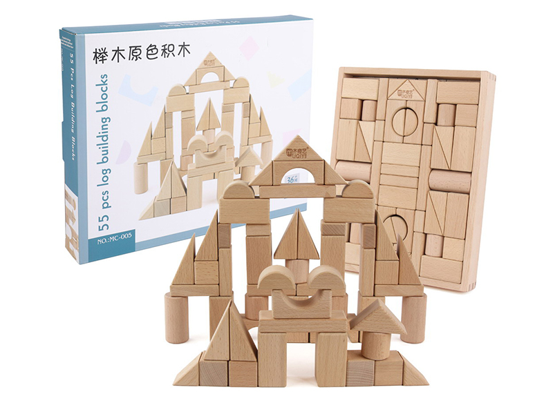 Wooden 55pcs Building Blocks