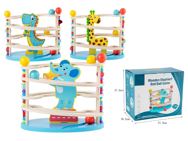 Wooden Elephant Roll Ball Game