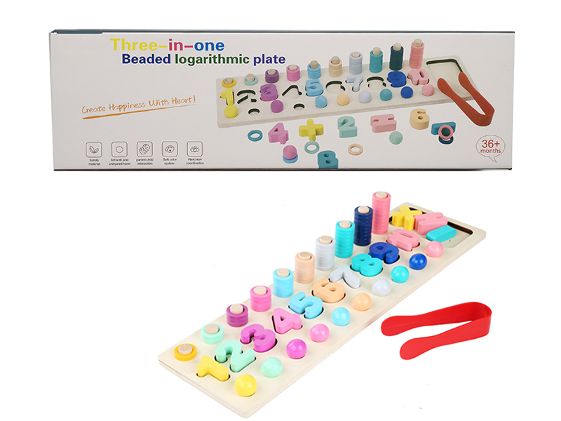 Wooden Three-In-One Beaded Logarithmic Plate