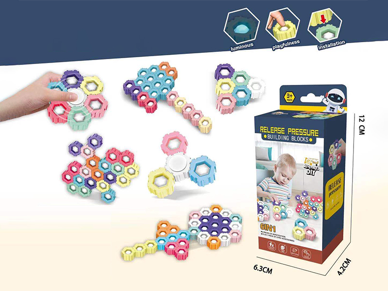 Relerse Pressure Building Blocks Finger Gyro（Glow In The Dark）