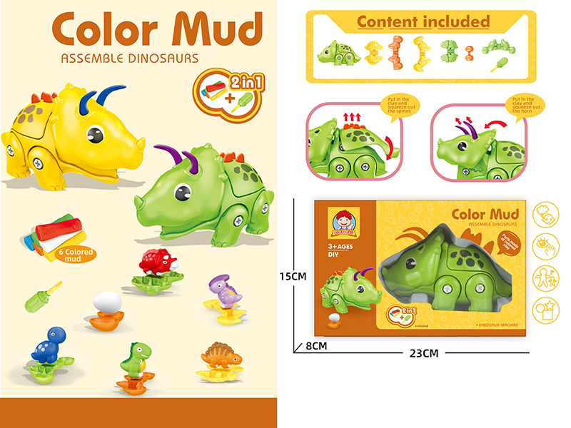 Assemble Triceratops Color Mud Machine