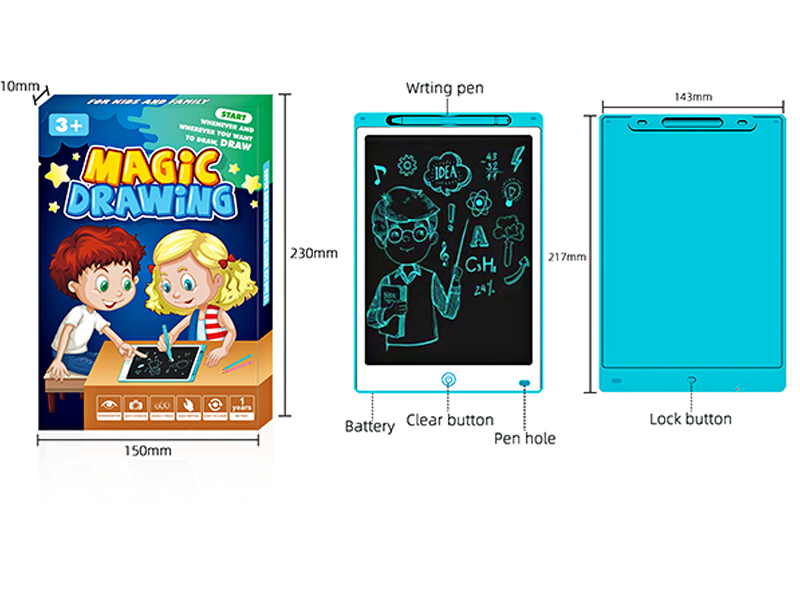 Blue 8.5-Inch Monochrome LCD Writing Board Drawing Board With Screen Lock