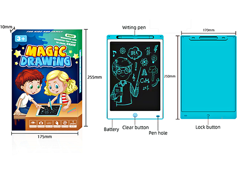 Blue 10-Inch Monochrome LCD Writing Board Drawing Board With Screen Lock