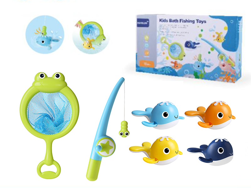 Scoop Net + Fishing Rod +4 Fish(With Magnetic)