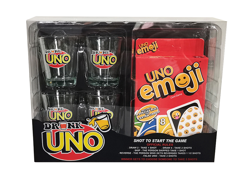 UNO Emoji Drinking Game( (4 Cups + A Set Of Card)