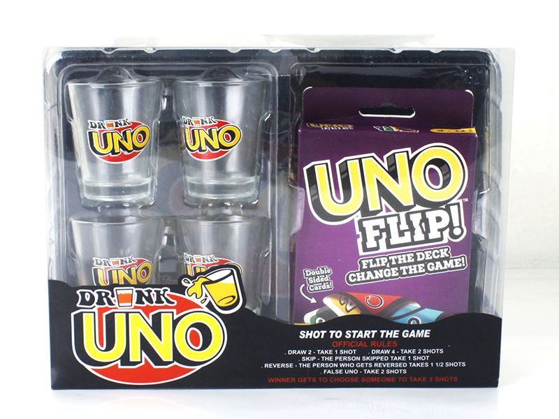 UNO Flip Drinking Game( (4 Cups + A Set Of Card)