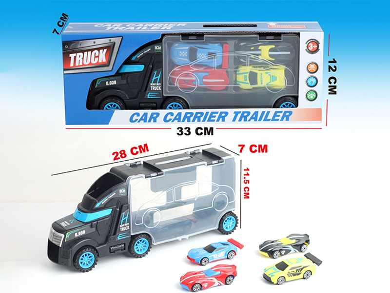 Slide Car Carrier Trailer + 4PCS AB Car