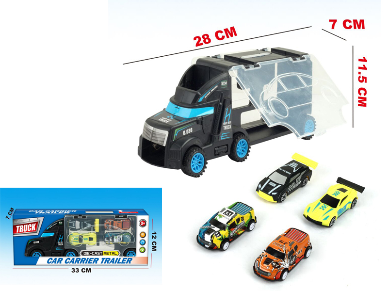 Slide Car Carrier Trailer + 2PCS Cross Country Car + 2PCS AB Car