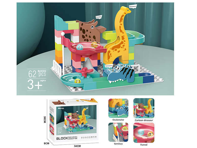 Building Blocks Track Slide Ball Dinosaur Park 62pcs