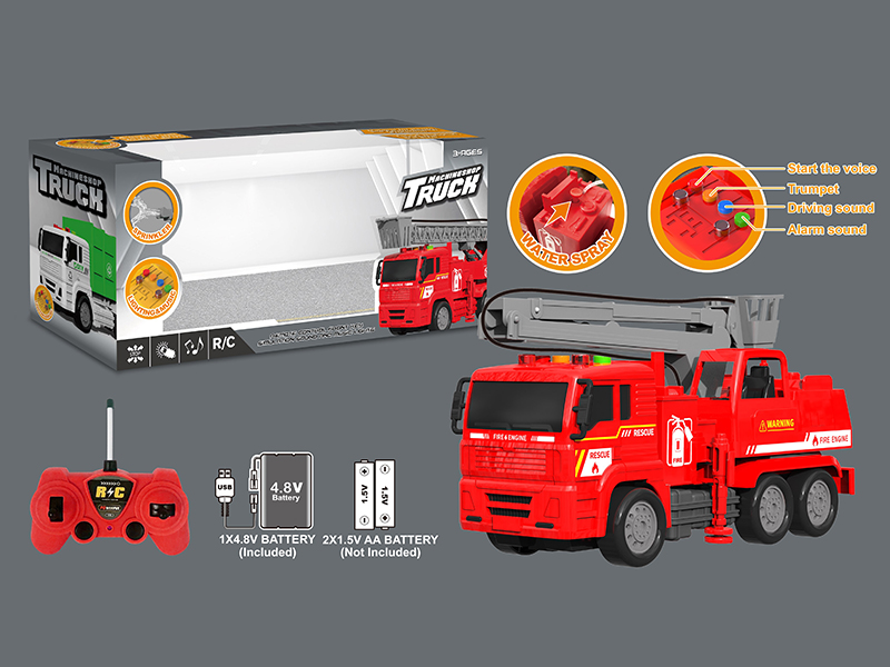 R/C Fire Rescue Ladder Truck With Water Spary And Voice