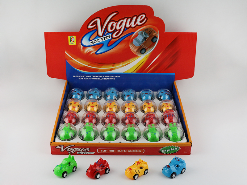 Solid Color Animal Pull Back Car 24pcs