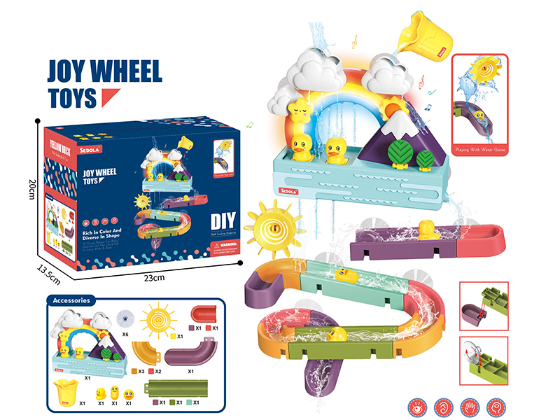 Rainbow Ducking Paradise Bath Toys + Wall Sucking Slidway(Light,Music)