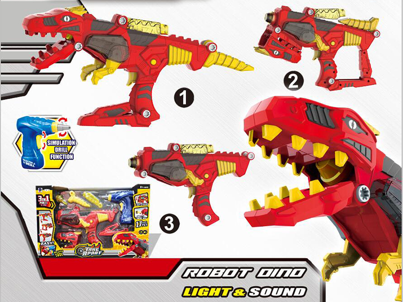 17PCS Robot Dinosaur With Light ,Sound,Electric Drill