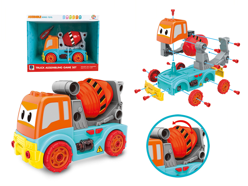 DIY Assembly Cement Tank Engineering Truck With Sound,Light