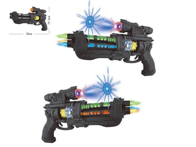 B/O Colorful Left Wheel Three Tube Gun With Light And Music