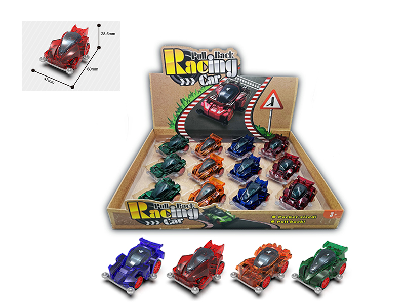 12PCS 4WD Transparent Pull Back Car