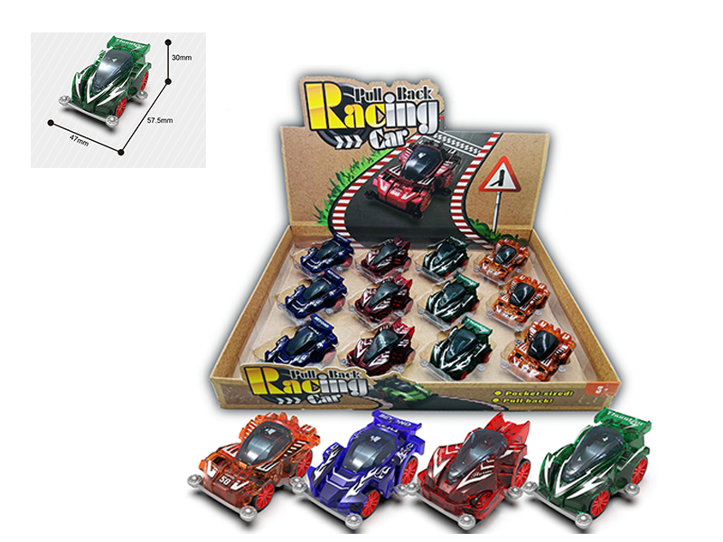 12PCS 4WD Transparent Pull Back Racing Car