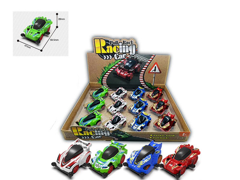 12PCS 4WD Transparent Pull Back Racing Car
