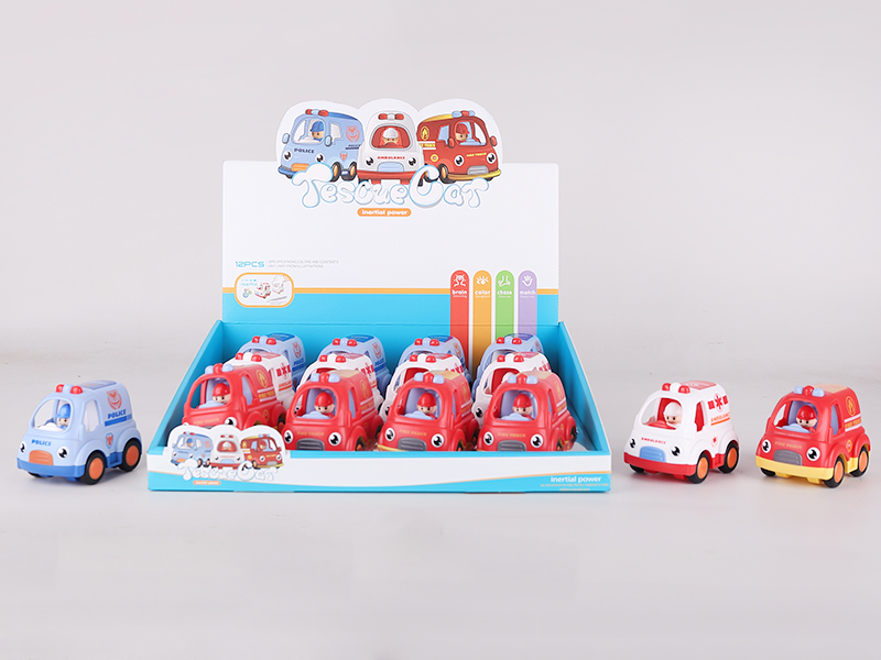 Cartoon Friction Rescue Car 12pcs