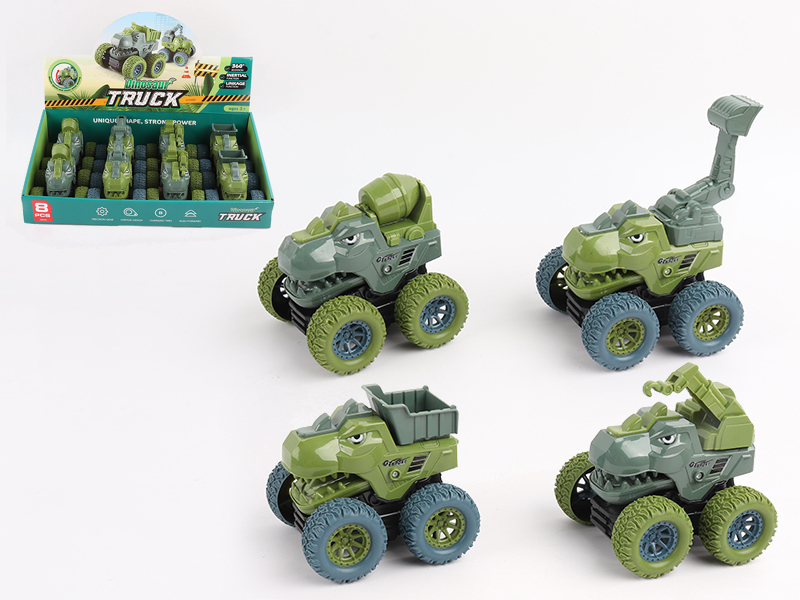 Friction Dinosaur Engineering Cross Country Car 8pcs