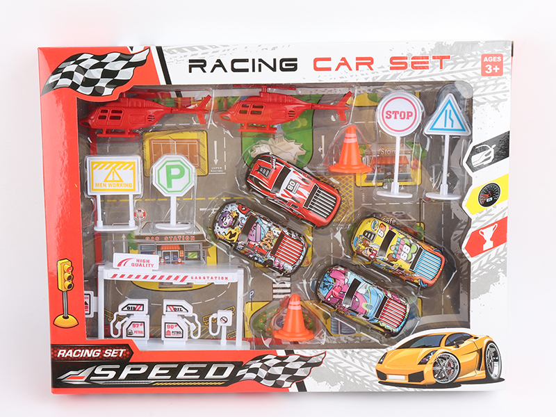 4 Graffiti Pull Back Iron Sheet Cars