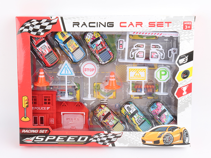 6 Graffiti Pull Back Iron Sheet Cars