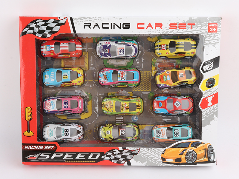 12pcs Pull Back Iron Sheet Cars