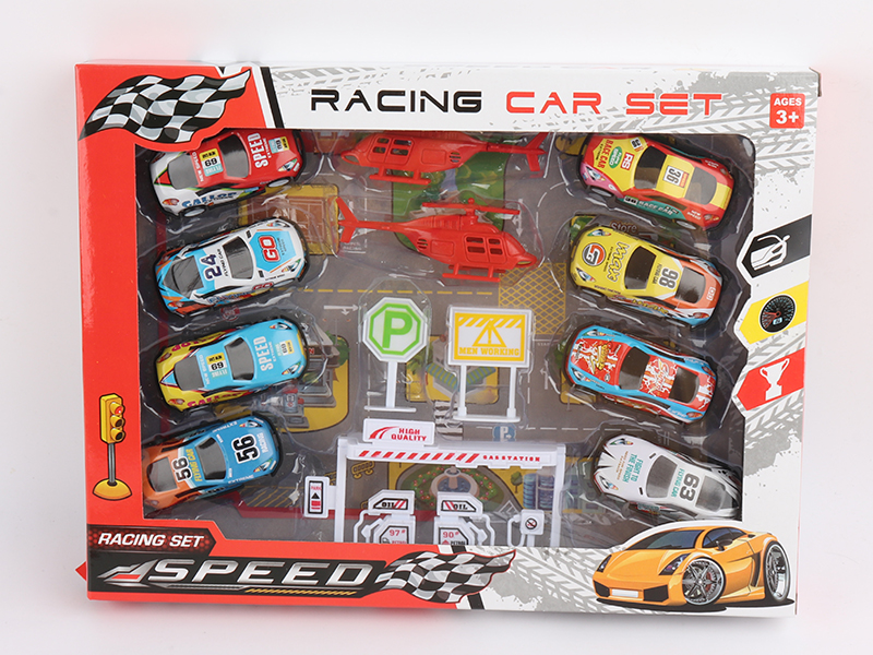 8 Pull Back Iron Sheet Car Set