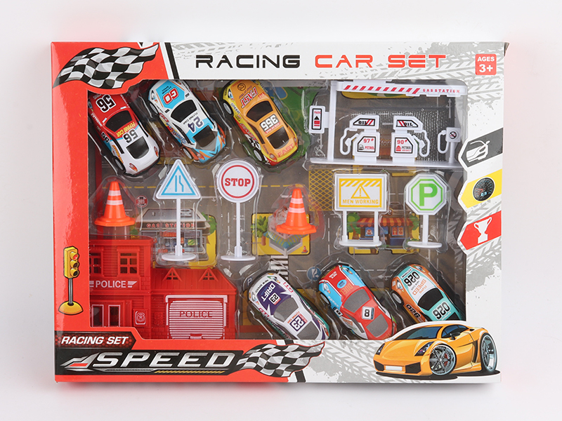 6 Pull Back Iron Sheet Car Set