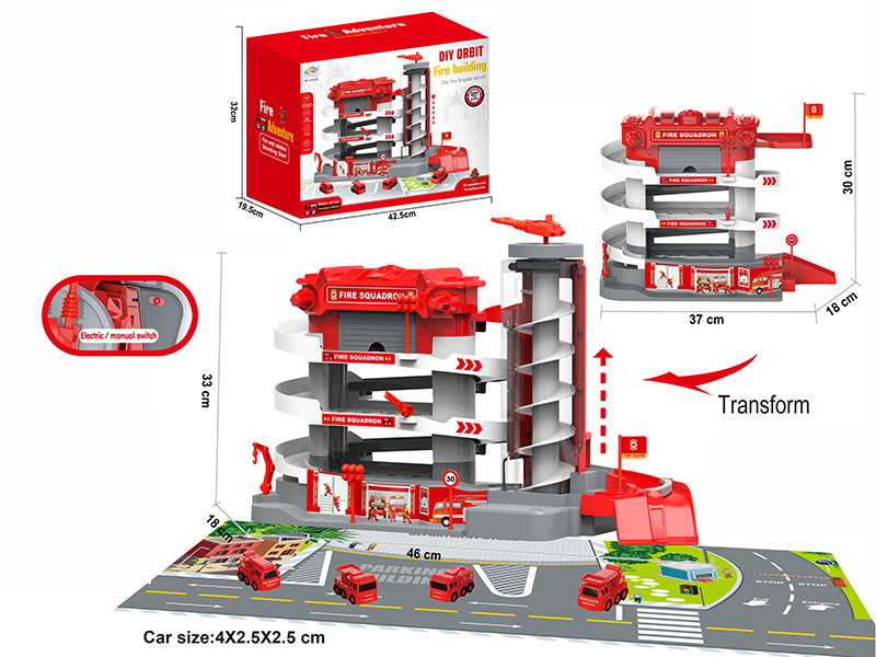 City Fire Brigade DIY Orbit Fire Building(4 Cars)