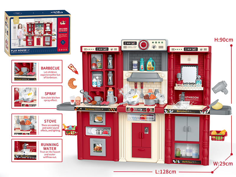 3 In 1 Play House(BBQ/Kitchen/Dressing Table)142PCS