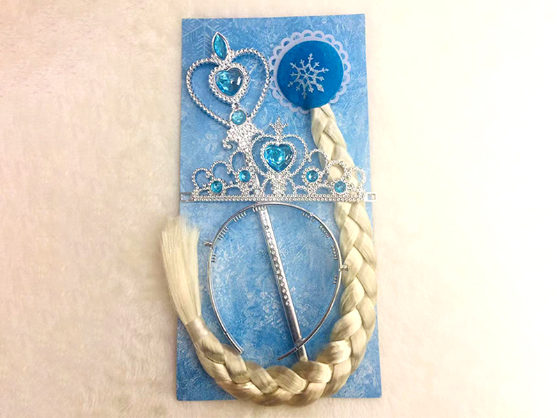 3PCS Blue Diamond Peach Heart Stick + Blue Diamond Crown + Wig Braid Hair Accessories