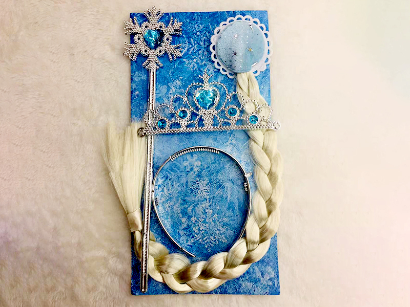 3PCS Blue Diamond Snowflake Stick + Blue Diamond Crown + Wig Braid Hair Accessories