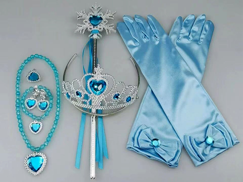 7PCS Blue Diamond Snowflake Stick + Blue Diamond Crown + Blue Diamond Bracelet + Gloves + Blue Diamond Necklace + Blue Diamond Earrings + Blue Diamond Rings