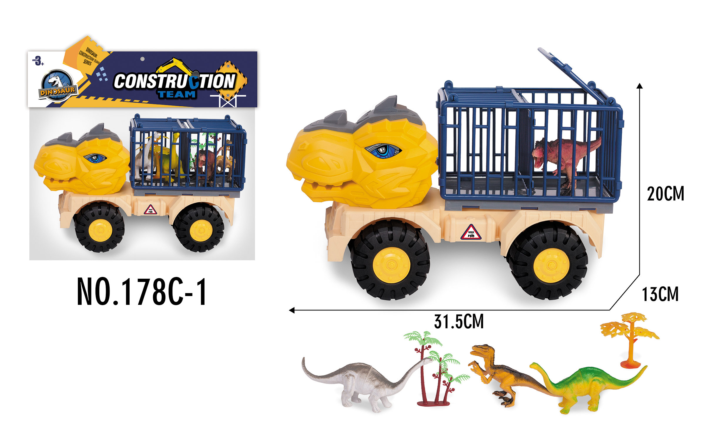 Tyrannosaurus Rex Slide Transporter（With 2 Dinosaurs)