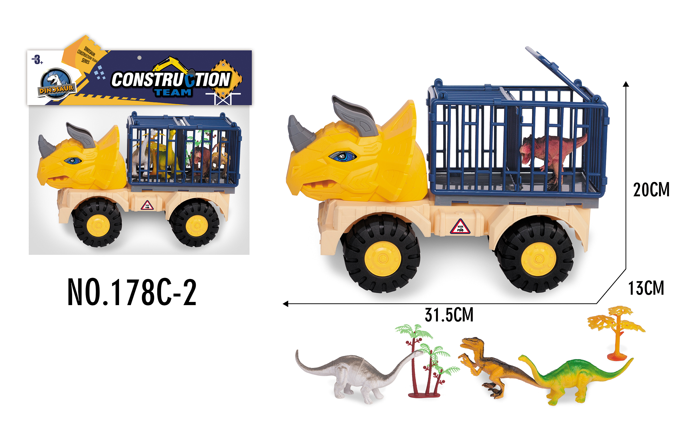 Triceratops Slide Transporter（With 2 Dinosaurs)