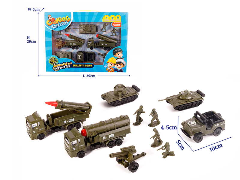 Pull Back Military Truck Set