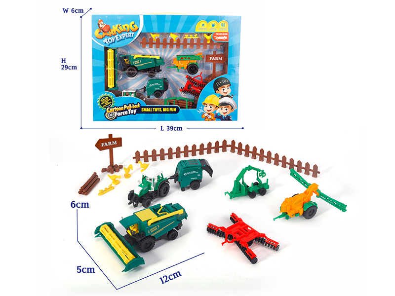 Pull Back Farmer Car Set