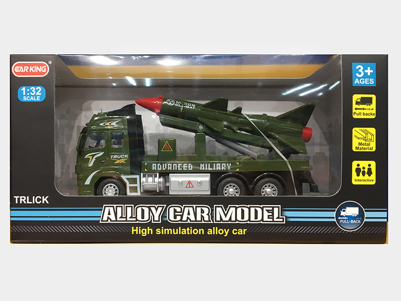 High Simulation Alloy Pull Back Missile Truck