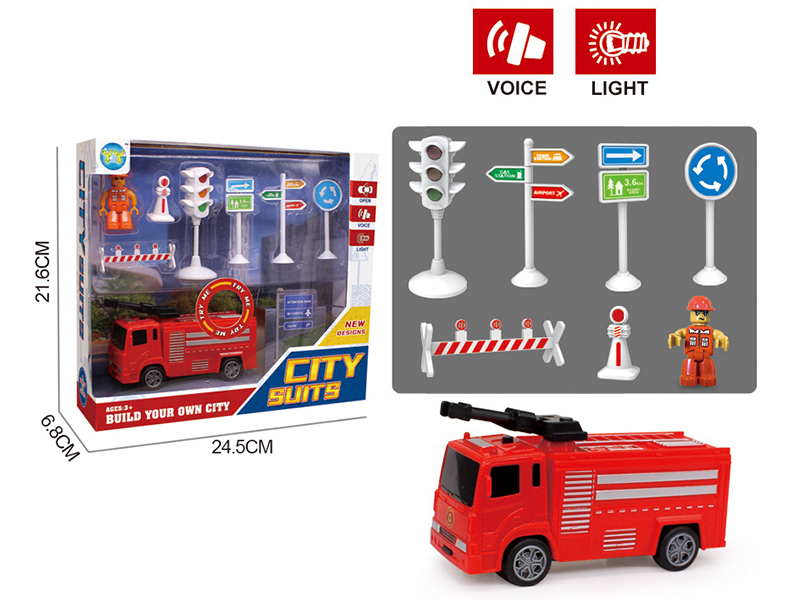 Pull Back Water Tanker + Roadblock Set